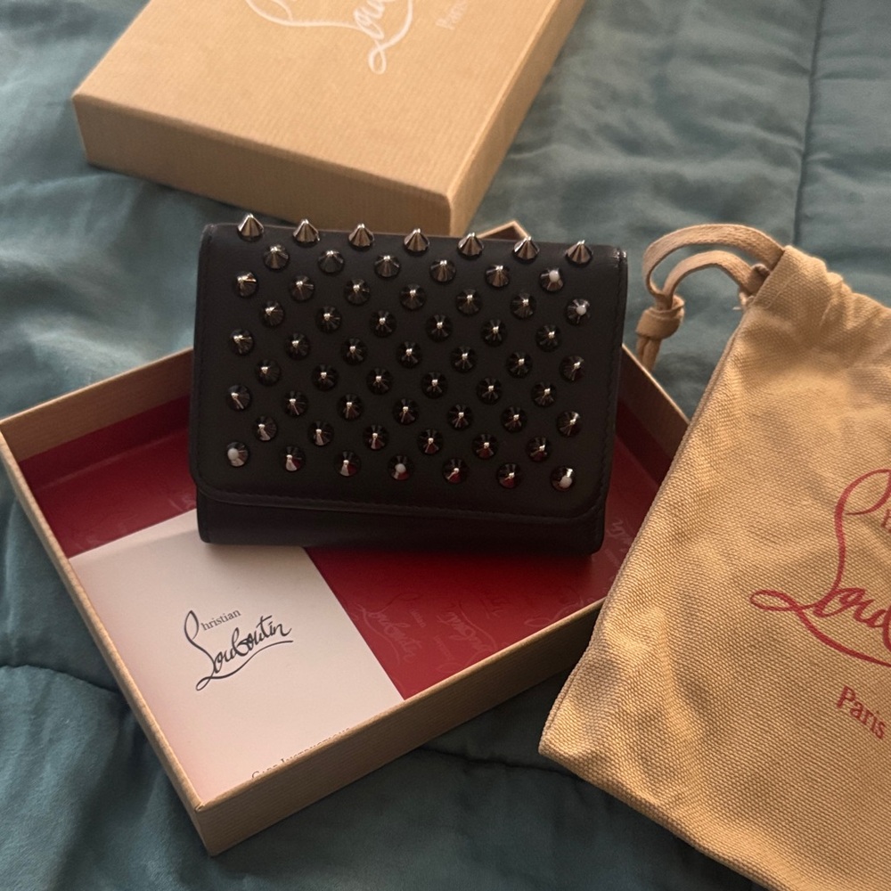 Christian Louboutin Black Studded Leather Macaron wallet!
